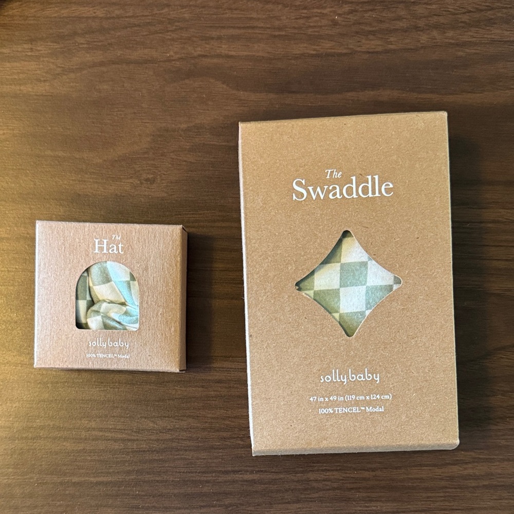 Solly Baby Fern Chequer Swaddle and Hat Set